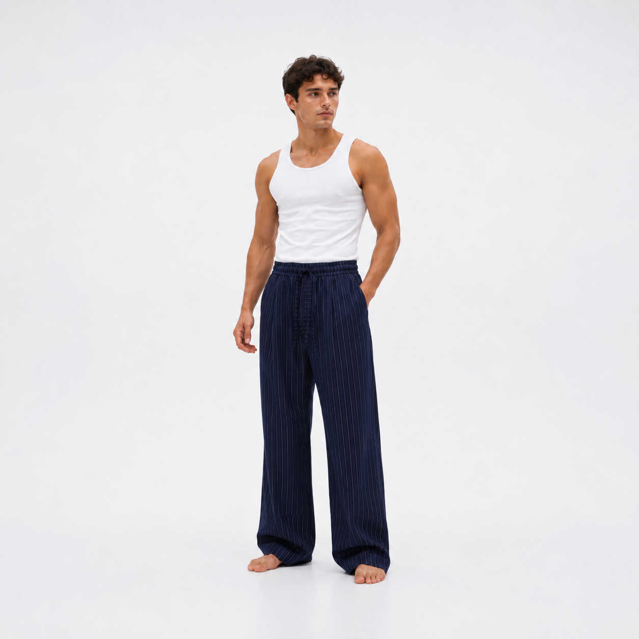 Pinstripe Pant ( Navy Blue)