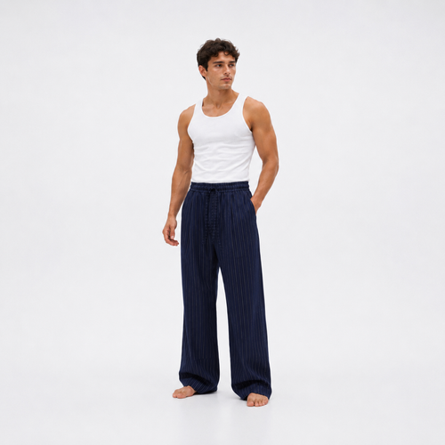 Pinstripe Pant ( Navy Blue)