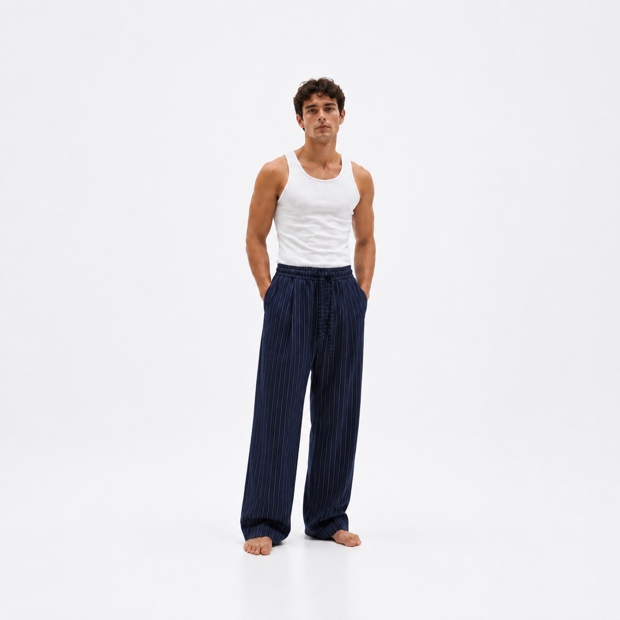 Pinstripe Pant ( Navy Blue)